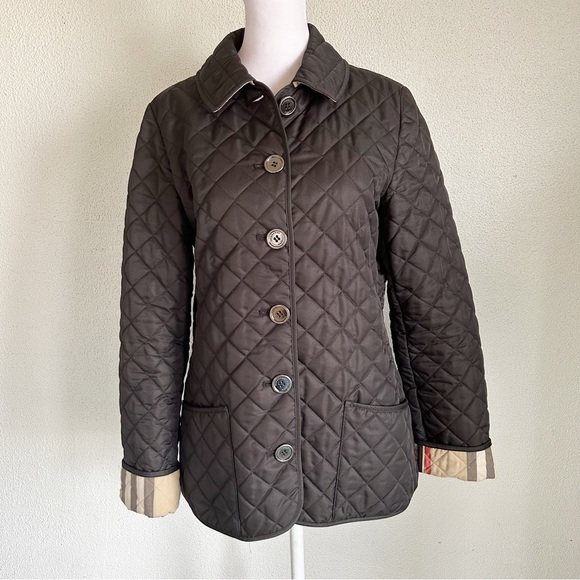 Burberry Jackets & Blazers - Burberry Brit Black Quilted Nova Check Plaid Jacket Size Small